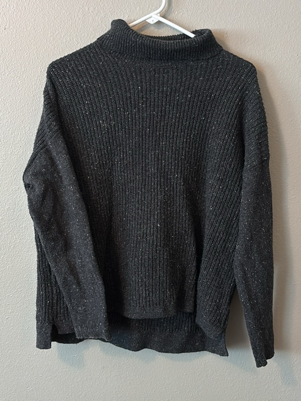 J. Jill Black Speckled Mock Neck Ribbed Sweater